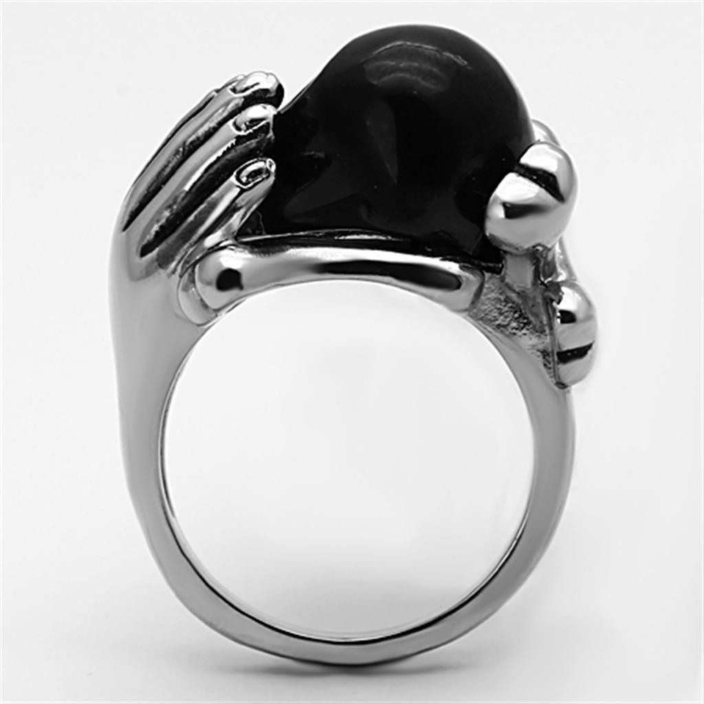TK1206 - Two-Tone IP Black Stainless Steel Ring with Epoxy  in Jet